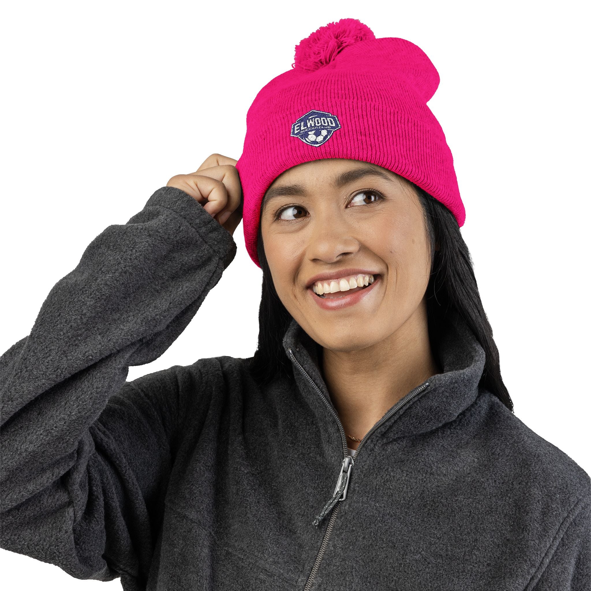 Elwood Soccer Pom-Pom Embroidered Hat – For Cold Games & Bold Fans